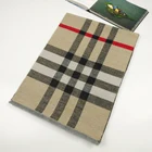 Stylish classic plaid silk and wool blended scarf in three colors for men and women