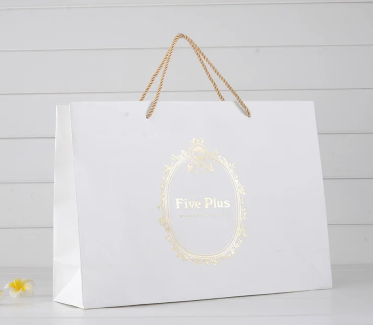 custom logo white card paper /kraft paper gold hot stamping