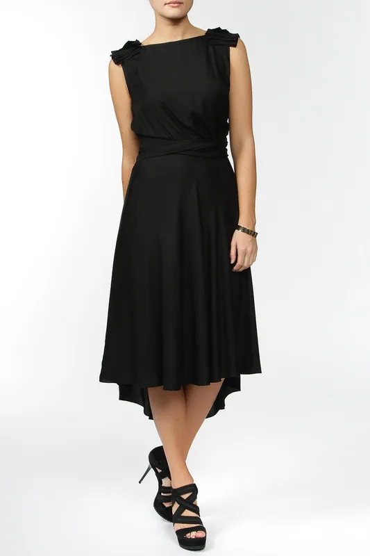 Vestidos 2015 summer style casual chiffon women's dress fashion black slash neck sleeveless mid-calf dresses plus size clothing