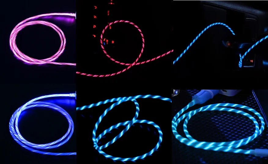 wholesale flowing LED light phone cable magnetic fast charging usb micro type c 8 pin cables - ANKUX.COM