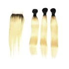Top grade sew in human hair waves blonde 1b/613 color brazilian hair