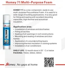 Homey 71 general purpose cheap hydrophobic polyurethane foam