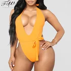 One piece bathing 2018 lady golden adjustable straps bikini women high cut swimsuit girls