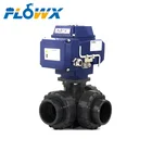 DN15 DN80 UPVC PVC 2way 3Way Double true union Plastic Electric actuator Ball Valve