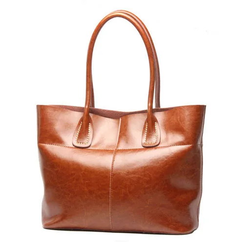 Fashion Women Genuine Leather Shoulder Bags Oil Wax Cowhide Ladies Shopping Large Bags Female High Quality Bolsas JZ5418