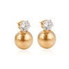 94367 korea style simple designs diamond gold bead stud earring