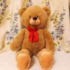 custom big beige teddy bear plush toy with bow