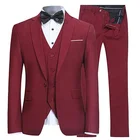 Hot sale mens three piece groom wedding suit black navy white multicolor business formal coat pant vest men suits