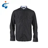 Custom design yarn dyed black washed denim casual mens long sleeve shirts