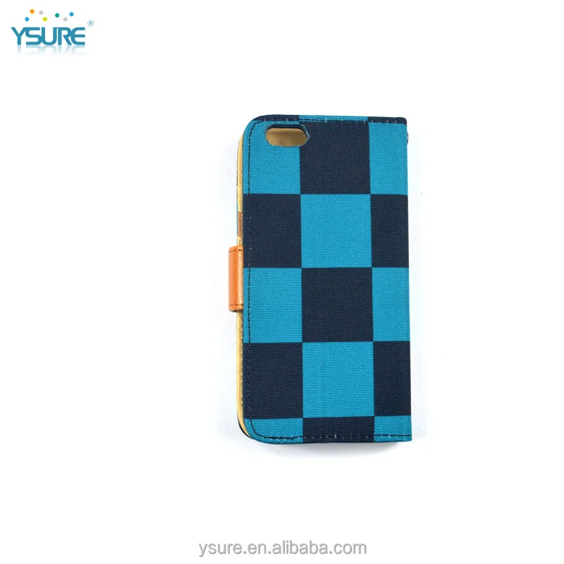 Blue Chess Pattern Fabric Wallet Leather Phone Case For LG G Flex 2 with PVC ID and credit card slots