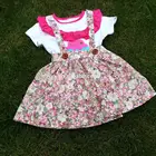 2018 baby girls clothes kids wear cotton matching accessories boutique sleeveless summer Flamingo mint coral ruffles print dress