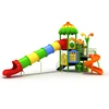 children play center two story outdoor plastic playground high swing long slide