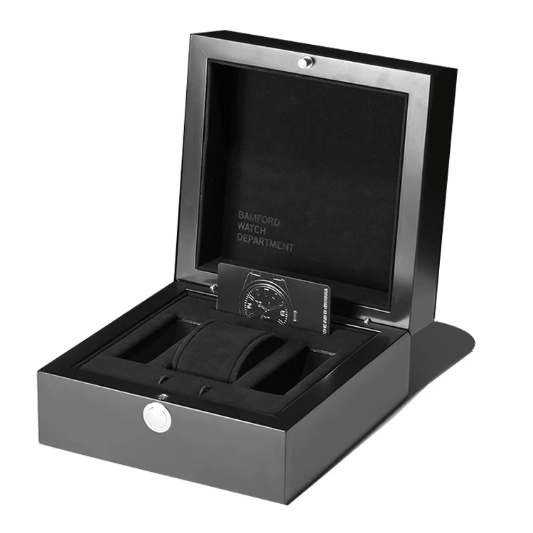 custom black luxury wooden paper packaging watch gift box