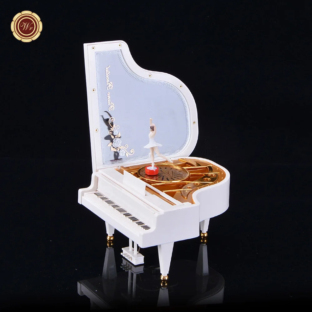 منتجات جديدة 2018 منتج ابتكاري بيانو أبيض مع راقصة باليه هدية عيد ميلاد
