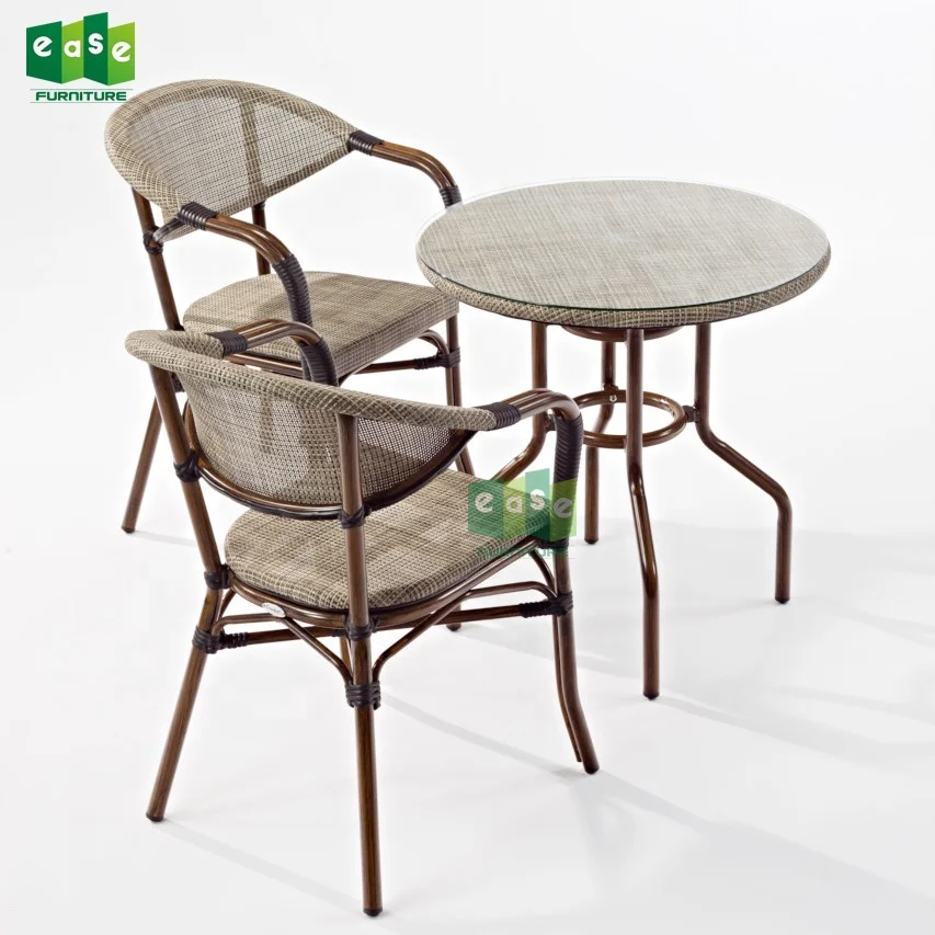 Commercial Restaurant Bamboo Cafe Table And Chairs For Outdoor