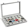 custom gray velvet display jewelry tray jewellery boxes cases with glass window