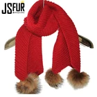 2020 New Year Products Raccoon Fur Pom Pom Children Knit Scarf Knitted Wool Scarf