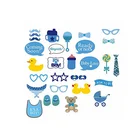 Baby Shower Photo Props 30 PCS Baby Bottle Masks Blue Photo booth Props Newborn Boy Gift Party Favors Supplies Decorations