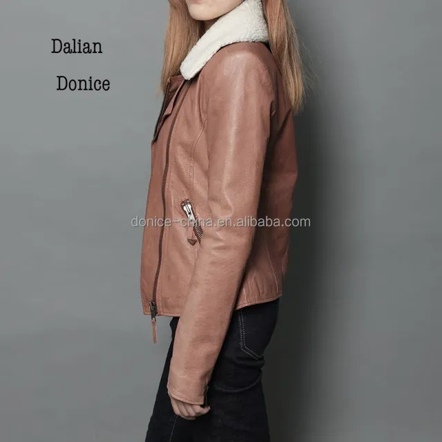 pig leather women winter jacket ladies biker jacket