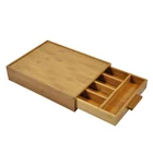 Natural Wood Large Tableware Storage Organizer Bamboo Drawer