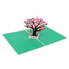 OEM Design Laser Cut Cherry Tree Pop Up Wedding Invitations Card