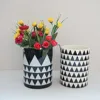 Modern home decor white black ceramic flower vase