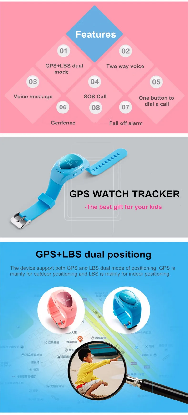 Heart-shaped Smart watch GPS LBS WIFI Tracker for Boys and Girls Google map Smart Watch sim card gps child locator