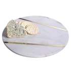 Wedding Decoration Custom White Copper Natural Marble Plates Sets Dinnerware