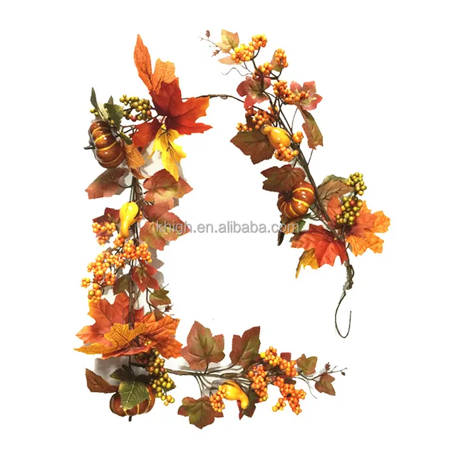 autumn decorative artificial golden maple leaf garland
