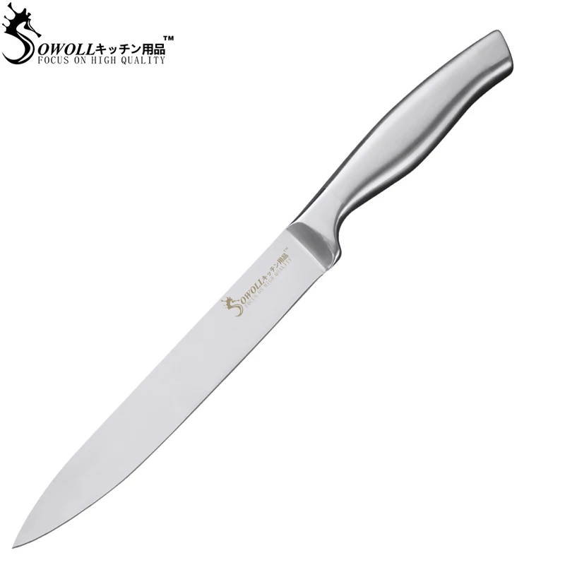 Yangjiang Sowoll OEM Özelleştirmek Tam Paslanmaz Çelik Mutfak Bıçağı 8 Inç Et Dilimleme Oyma Bıçağı