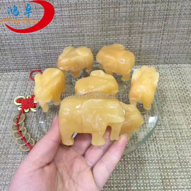 gemstone carving gemstone animals yellow jade elephant figurines