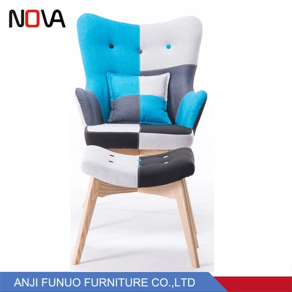 Wood leg fabric modern living room sofa relax recliner lounge chair with footrest