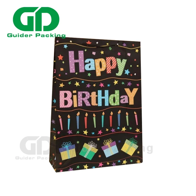customized colorful happy birthday gift shopping paper bag