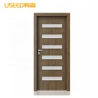 Modern Solid Wood Entry Exterior Glass Swing Single Double Door for sale