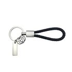 Custom Colorful Genuine Car PU Leather Braided Rope Keychain / Key Ring strap
