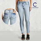 New style fashion 2017 manufacturer ladies blue stretch skinny jeans for women