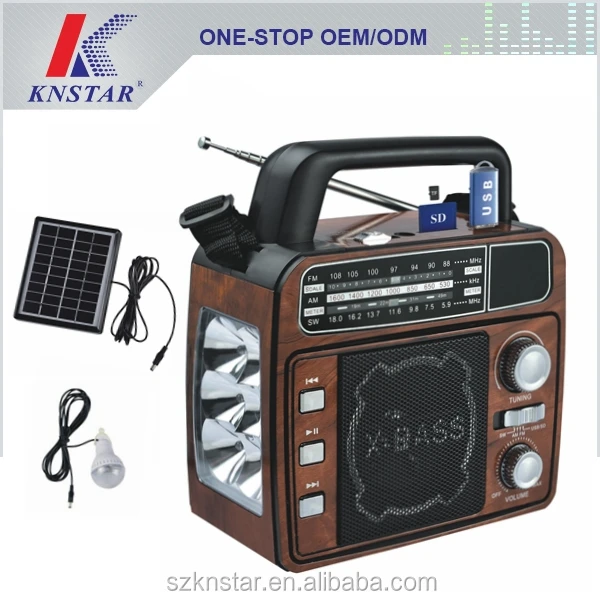 Solar AM FM SW 3 band radio with mp3 player and home lighting