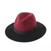 2018 Trendy winter fedora wool hat fashion girls two color wool felt hat with black band