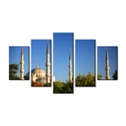 Mosque painting islamic wall art 5 panel oil painting for home decor wood frame yiwu wholesale wall art canvas prints
