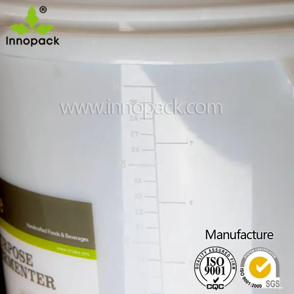 wholesale printing 30L clear plastic buckets with lids for beer, View
