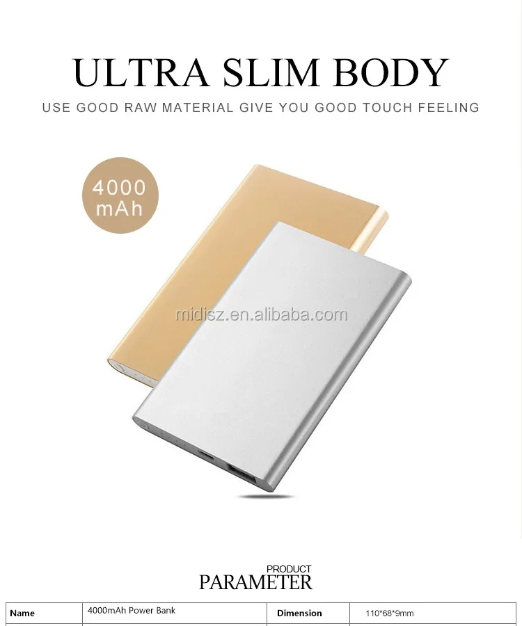 Power bank 4000mah, ultra thin mobile power supply, for mobile phones 4000mah power bank - ANKUX.COM