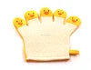Yellow five fingers cute animal shape bath glove customized good price bath soap mitt