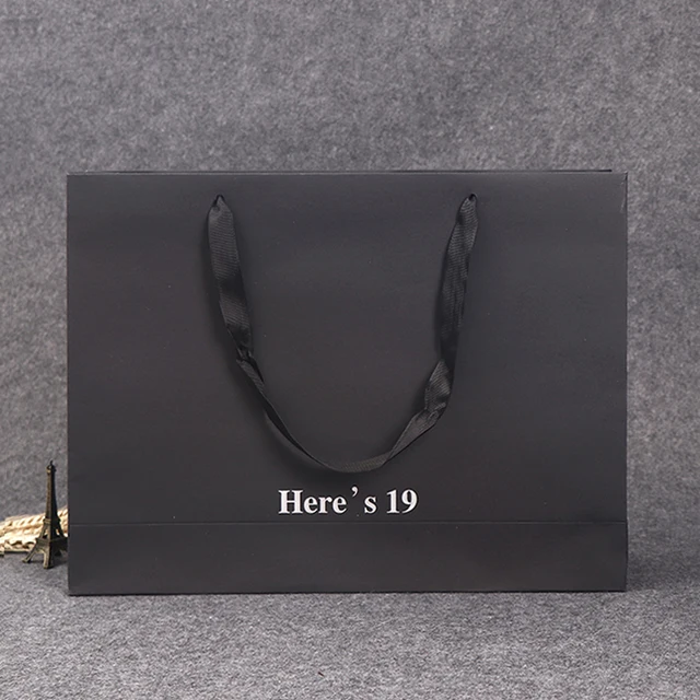 custom kraft paper shopping bag, white black gift paper bag with