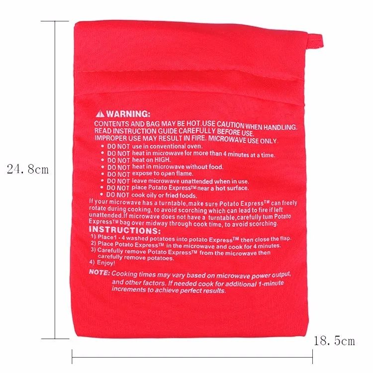 2 Pcs/Lot Oven Microwave Baked Red Potato Bag For Quick Fast( cook 8 potatoes at once ) In Just 4 Minutes Washed Potato Bags