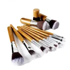 Popular 11pcs synthetic hair bamboo handle makeup brush set