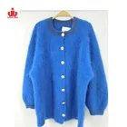 Wholesale Knitwear Handmade 100% Female Knitted Ladies Cardigan Cable Angora Sweater