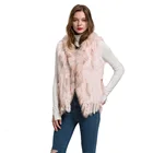 New Rabbit Real Fur Vest Raccoon Fur Collar Women Winter Fashion Gilet Waistcoat Ladies Coat