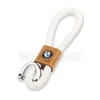 Wooden Braided Rope leather keychain custom logo personalized promotional metal Car Key Chain Business leather keyring