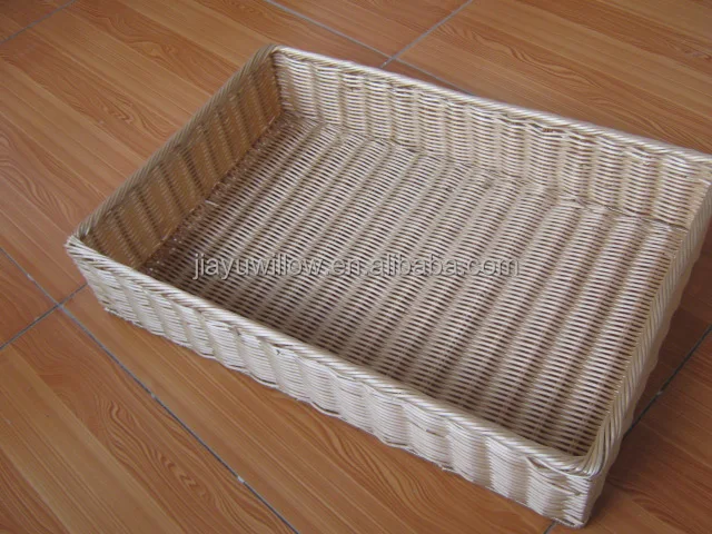wholesale round flat plastic rattan basket pp basket for fruit