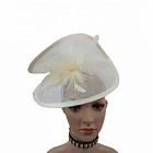 Ladies Blush Vintage Royal Derby Millinery Sinamay Hair Fascinator Veil Headband Hat Feather Netting Accessories